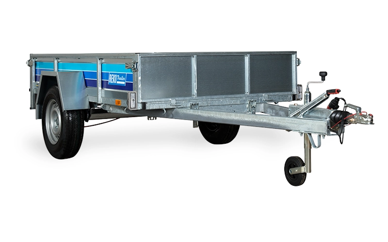 En frilagd bild på en bromsad släpvagn som vi erbjuder till privatpersoner och företag